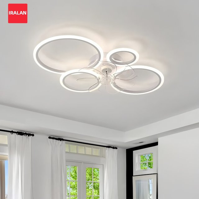 IRALAN Minimalistischer Deckenventilator mit Lichtring in Weiß inklusive Fernbedienung - Bild 1
