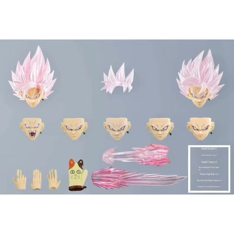 DL Custom Goku Black Kopfset für SHF Dragon Ball Z, Zamasu Rose Gesichts-/Haar-Ersatz-Zubehör, Zubehör - Bild 5