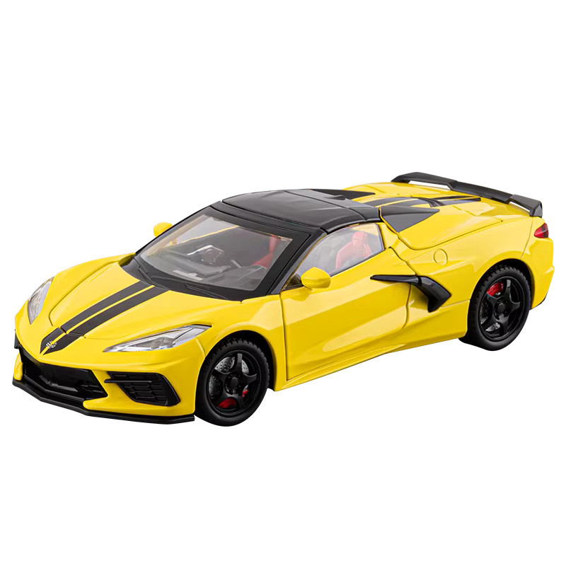 Maisto Corvette C8 Cabriolet-Modellauto, 1:22, Gelb, Metall - Bild 4