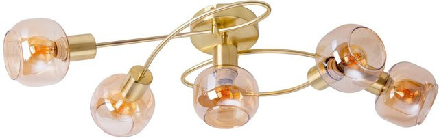 Näve Spot-Deckenleuchte Libby Messing mit Glas in Amber, B/H/T: 36 x 21 x 61 cm, E14, 5 Fassungen - Bild 1