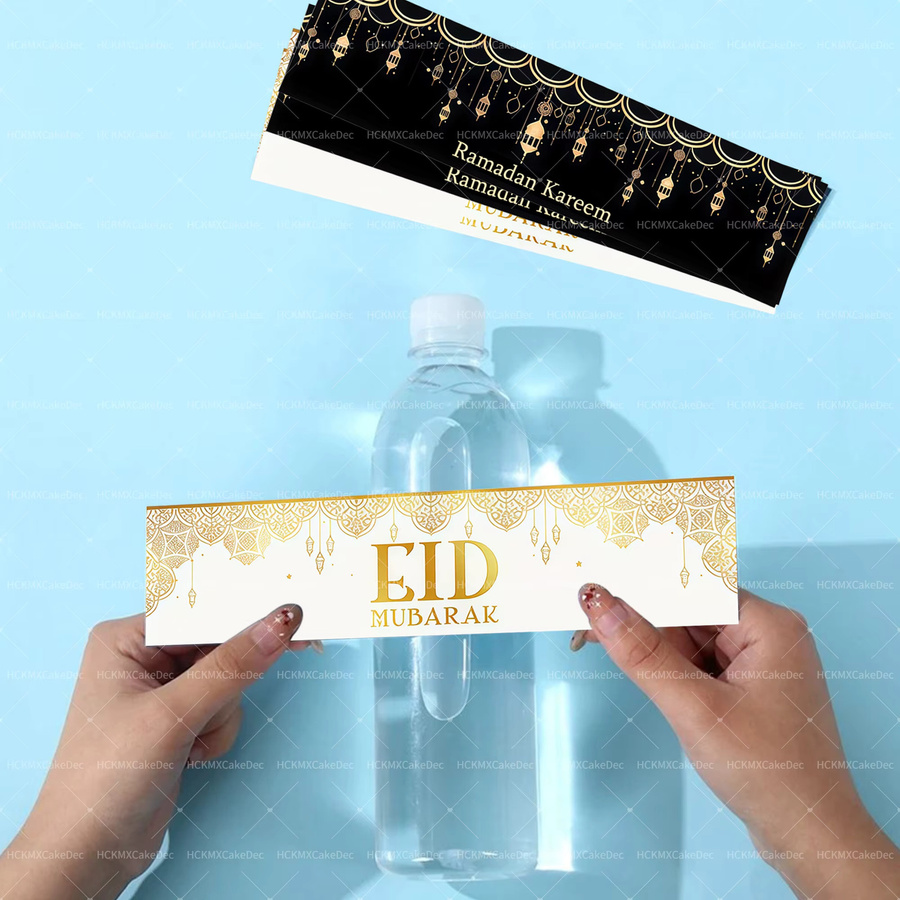 Eid Mubarak Wasserflaschen Aufkleber in Gold für Ramadan Kareem Party Dekorationen - Bild 3