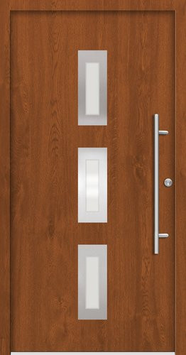 Splendoor Haustür PULA Prime aus Aluminium in Golden Oak Braun mit Glaseinsatz, Höhe: 210 cm, Breite: 100 cm, Tiefe: 7 cm - Bild 1