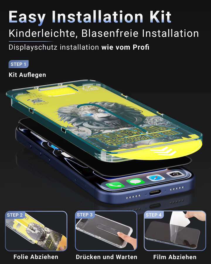 GreenHec Panzerfolie Privacy Glas als Sichtschutz für iPhone 16 15 14 13 Pro Max, transparent und stoßfest - Bild 2
