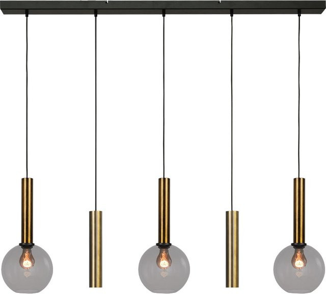 Masterlight Bella 2 3/2 Pendelleuchte 5-flammig mit Glas in Rauchgrau und Messing antik - Bild 1