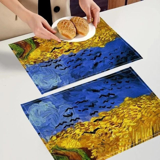 Lodestar Tischset mit Ölgemälde-Kunst im ländlichen Stil, mehrfarbig, B/H: 32 x 42 cm - Bild 1