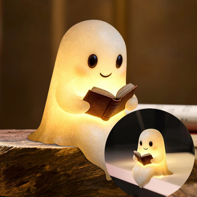 APWIKOGER LED Geist Nachtlicht als süße Halloween Leseleuchte für Schlafzimmer und Arbeitszimmer - Bild 1