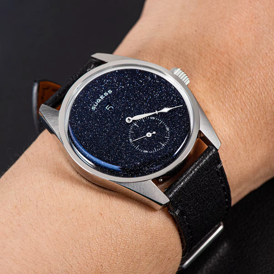 Sugess Armbanduhr Automatik, Edelstahl, Leder, Blau, Herren - Bild 4