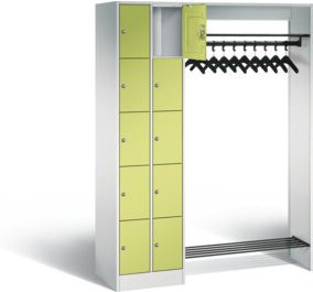 C+P Offene Garderobe Serie 8070, Korpus Lichtgrau und Front Viridingrün, H x B x T: 195 x 141 x 48 cm - Bild 1