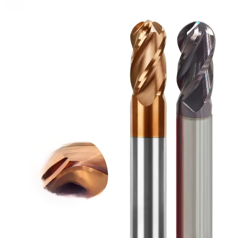 4-schneidiger Kugelkopffräser aus Wolframkarbid für Stahl HRC55/65 mit verschiedenen Radien R0,5 bis R9 - Bild 3