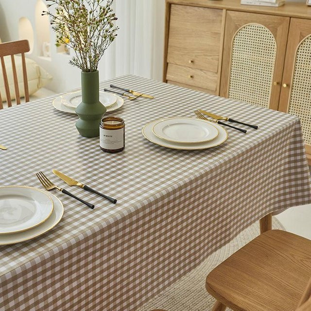 L.RIDING PULO PVC Tischdecke Beige, Rechteckig, Wasserdicht und Ölfest, B/T: 80 x 140 cm - Bild 1