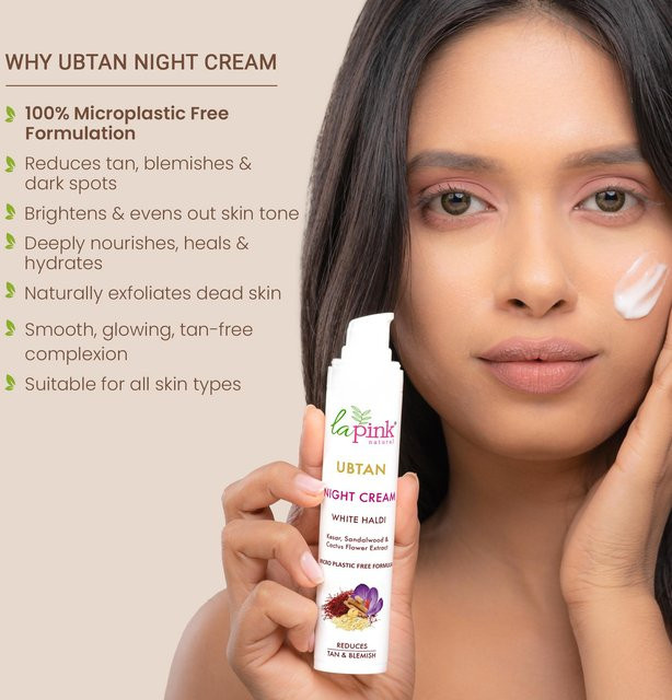 La Pink Ubtan White Haldi Nachtcreme, 50g, mit Vitamin C - Bild 1