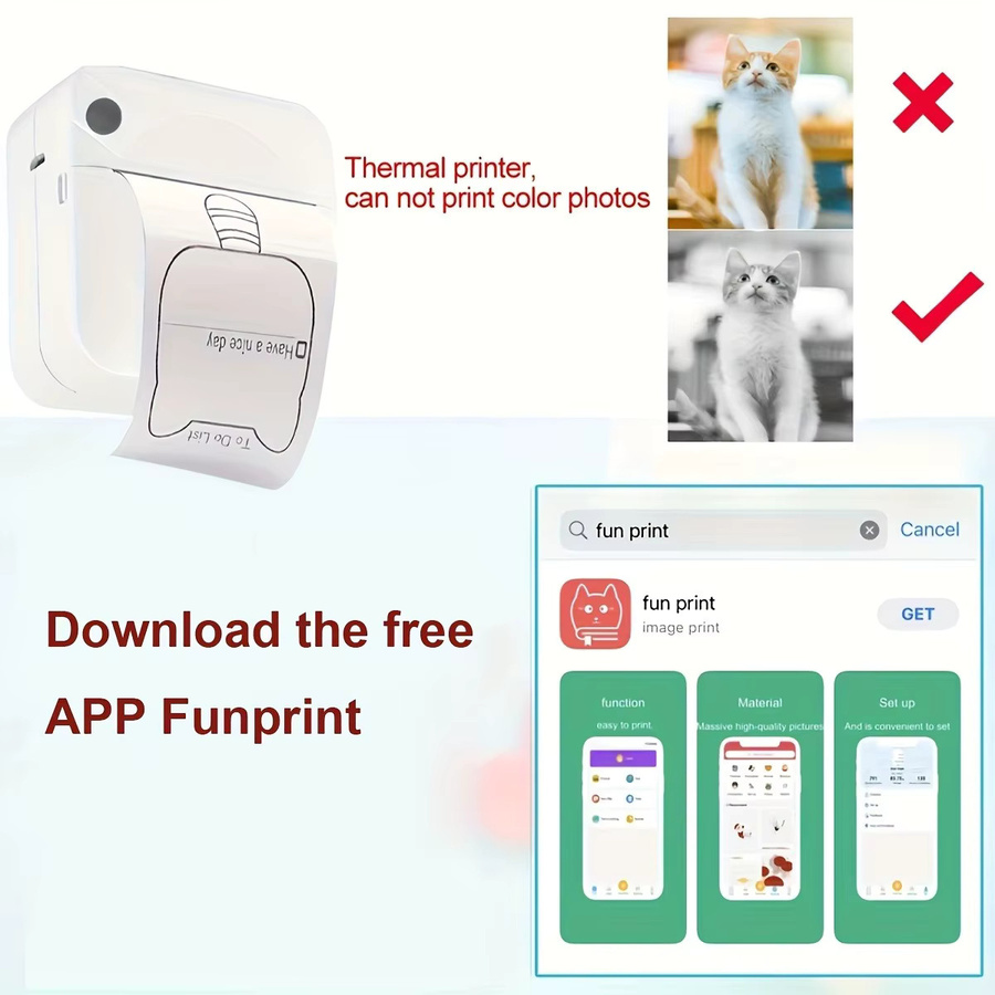 HIOHYU Tragbarer Kabelloser Thermodrucker für iPhone und Android, Tintenloser Mini-Drucker für Fotos, Notizen und Etiketten mit USB-Aufladung - Bild 2