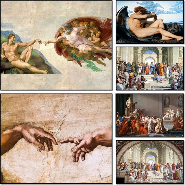 YUTTEE 5D-Diamantgemälde Die Schöpfung von Adam von Michelangelo als Wanddekoration im Mosaik- und Kreuzstich-Stil, B/H: 30 x 20 cm - Bild 1