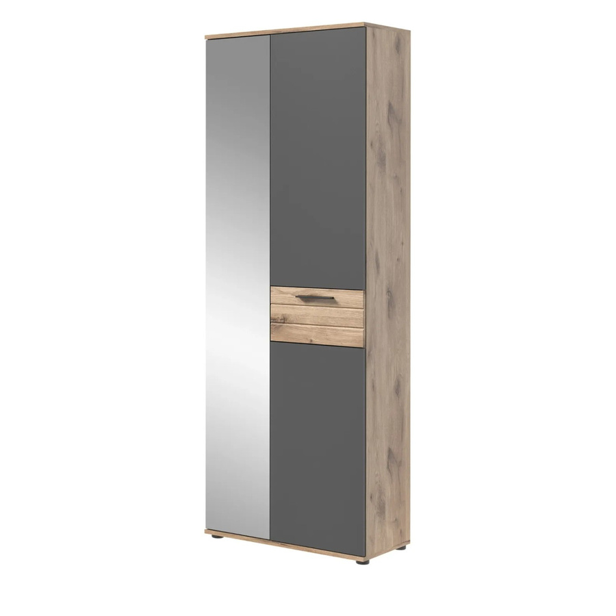 Inn.Furn Garderobenschrank Tomaso mit Spiegel in Eiche und Grau, B/T/H: 70 x 37 x 200 cm - Bild 7