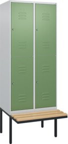 C+P Doppelstock-Spind Classic PLUS Sitzbank mit 2 Abteilen, Buche-Hartholz und Zylinderschloss, B/T/H: 212 x 80 x 81,5 cm - Bild 1