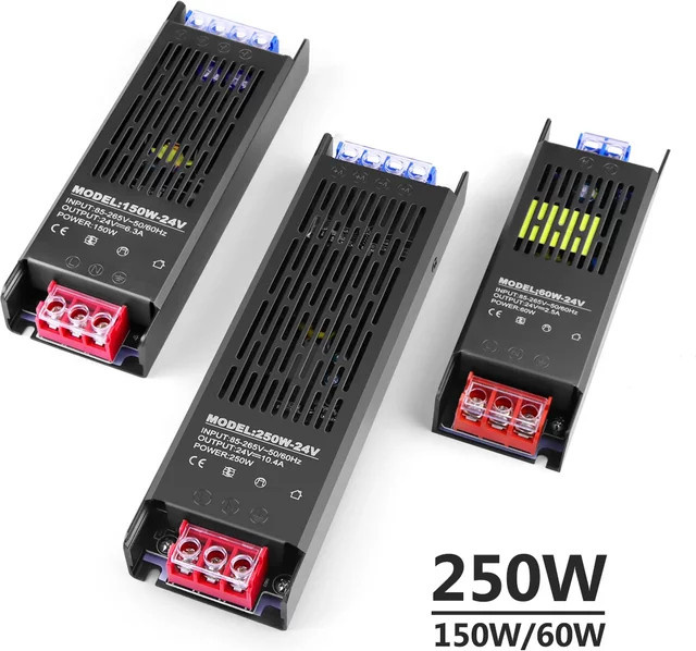 Ultradünner LED-Streifentransformator mit Aluminiumgehäuse als Netzteil für AC110V/220V zu DC12V/24V mit 60W - Bild 1