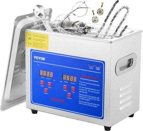 VEVOR Professional Ultraschallreiniger mit Heizung und digitalem Timer, 2,85 l, Edelstahl, Silber, 40 kHz für Schmuck, Brillen und Uhren - Bild 1