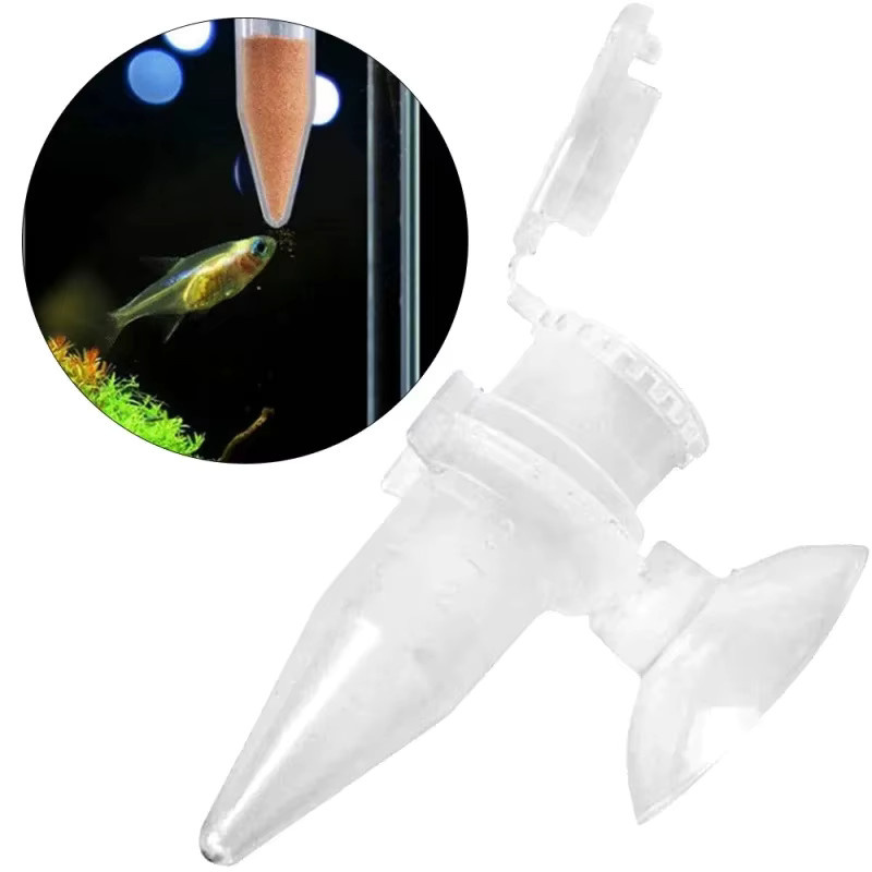 Automatischer Aquarium Futterautomat in Kegelform für Fische und Garnelen mit Saugnapf, transparent - Bild 4