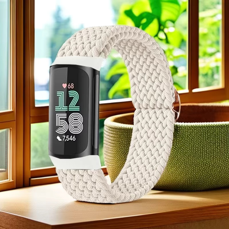 fiterme Uhrenarmband Nylon, Weiß, Unisex, Fitbit Charge 6, Fitbit Charge 5 - Bild 2