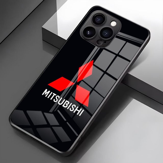 JDM B-B-MitsubishiES Handyhülle mit Glasabdeckung für iPhone Modelle in Schwarz - Bild 1