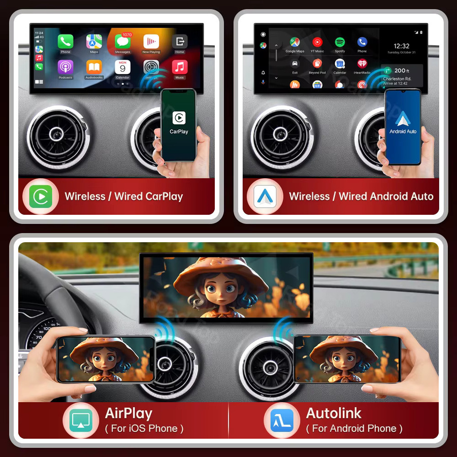 RoadTop Wireless CarPlay Multimedia-Display mit 12,3 Zoll für Audi A3 S3 B9 MIB MIB2 2014-2019, Android Auto und Airplay, Schwarz - Bild 4