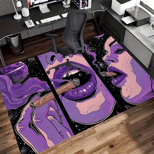 VIKAMA Druckteppich in Lila mit ästhetischem Design für Wohnzimmer, Schlafzimmer oder Büro, maschinenwaschbar - Bild 1