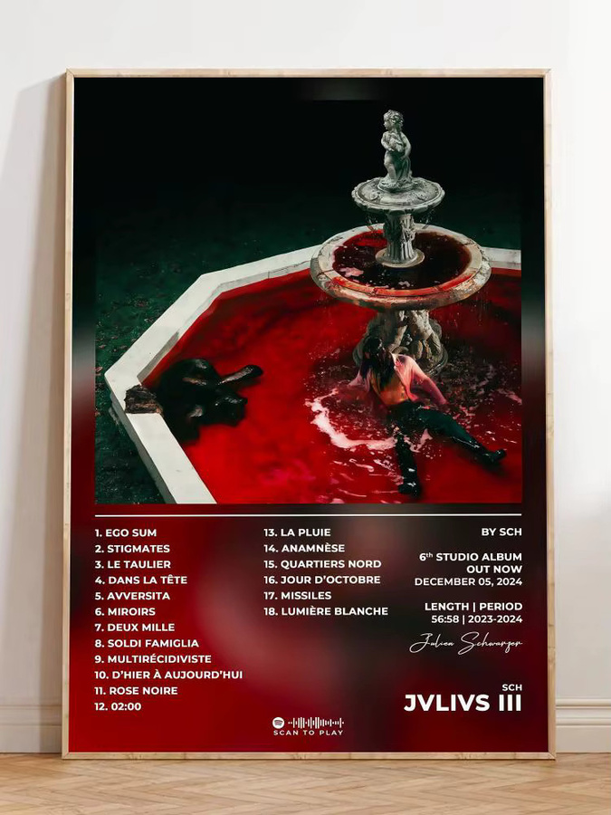 S-SCH Poster Art Cover Songs Musik Rap Wandaufkleber aus wasserfestem Papier in Schwarz, B/H: 30,0 x 21,0 cm - Bild 2