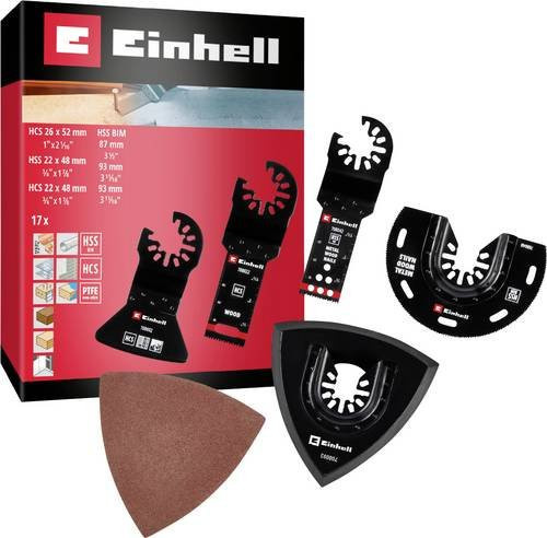 Einhell 17-teiliges Multifunktionswerkzeug-Zubehör-Set mit Bimetall-Sägeblättern und Schleifmittel in Schwarz - Bild 1