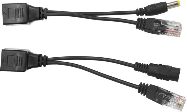 JIENUO PoE Splitter wasserdicht mit RJ45 Video- und Netzteilkabel, 12V-48V Versorgungsmodul-Injektor für IP-Kamera-Extender, Schwarz - Bild 1