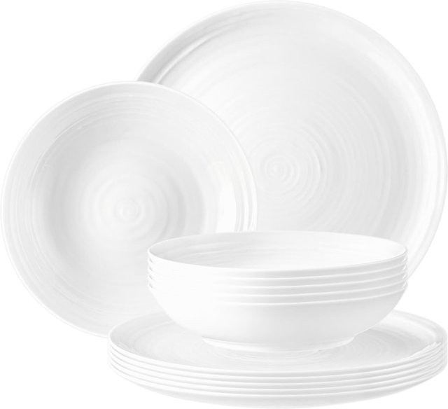 Seltmann Weiden Tafelservice Terra 12-teilig aus Porzellan in Weiß - Bild 1