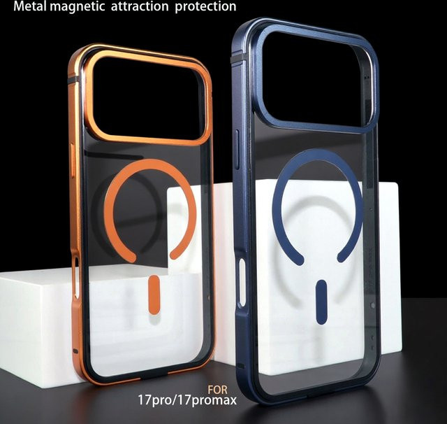 High-End Handyhülle mit Metallrahmen und MagSafe für iPhone 17 Pro und iPhone 17 Pro Max in Blau - Bild 1