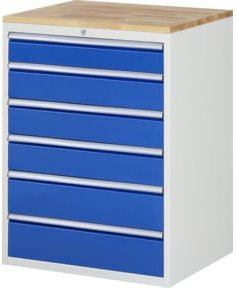 Rau Schubladenschrank XL7.6 in Blau und Silber mit 6 abschließbaren Schubladen, B/T/H: 77,0 x 65,0 x 103,5 cm - Bild 1