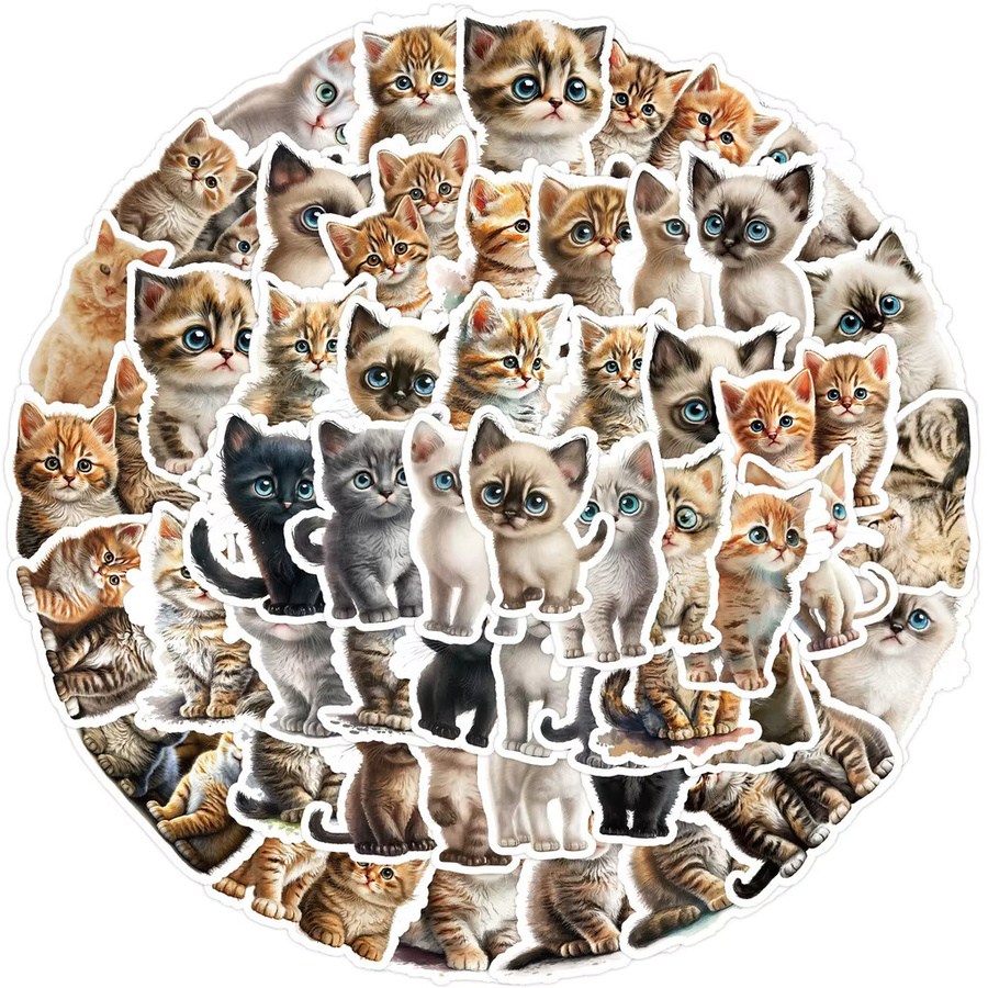 50 Stück Wasserdichte Graffiti Aufkleber mit Katzen-Motiv in Multicolour von BulingBulingStickers Shop - Bild 3