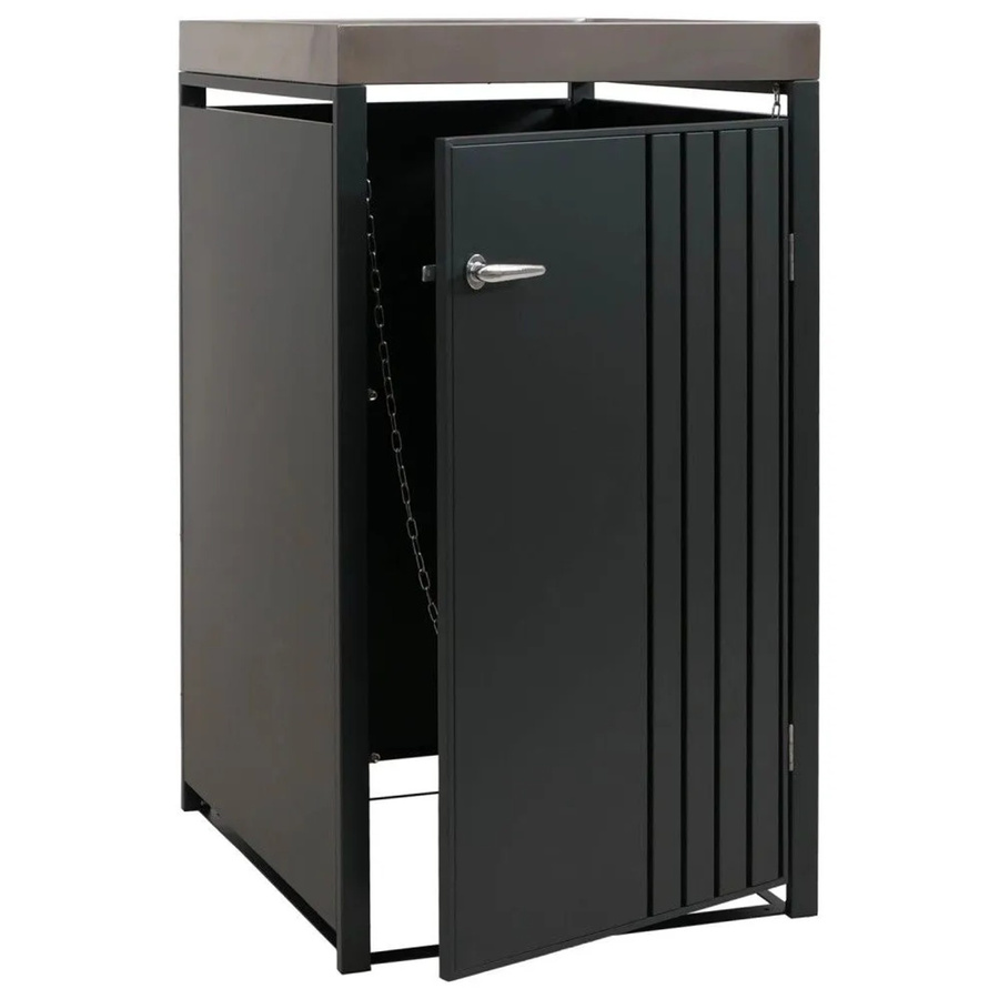 Mülltonnenverkleidung MCW-O67 mit Pflanzkasten aus Metall in Anthrazit, B/T/H: 125 x 68 x 84 cm - Bild 2