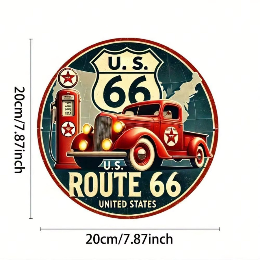 CIFBUY Retro Route 66 Metallschild Vintage Aluminium Wanddekoration, B: 30,48 cm, H: 20,32 cm, Mehrfarbig - Bild 2