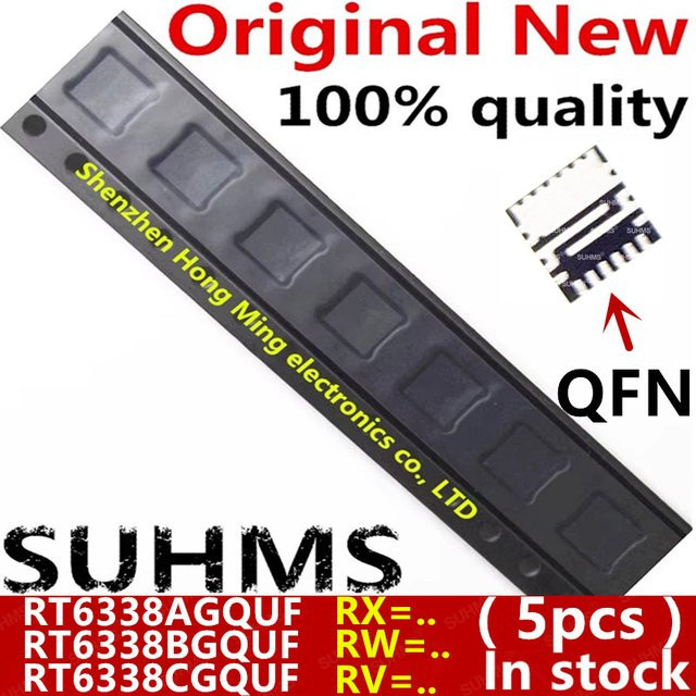 5 Stück RT6338 Mikrocontroller-Chips in Schwarz, QFN-23 Gehäuse, Modelle RT6338AGQUF RT6338BGQUF RT6338CGQUF RT6338A RT6338B RT6338C - Bild 1
