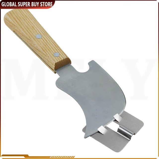 Halbmondmesser aus Edelstahl und Holz mit Gummi für PVC-Schweißdrahtspatel und Bodennivellierung in Silber - Bild 1