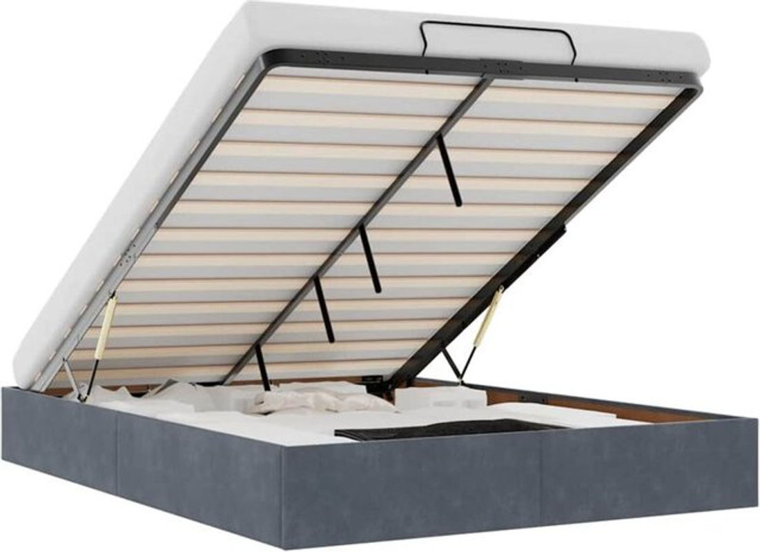 Vidaxl Ottoman Polsterbett aus Samt in Anthrazit ohne Matratze B/T/H: 140 x 200 x 23,5 cm - Bild 1