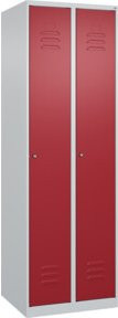 C+P Spind Classic PLUS Garderobenschrank mit 2 Abteilen, Stahl, Lichtgrau oder Rubinrot, H x B x T: 185 x 60 x 50 cm - Bild 1
