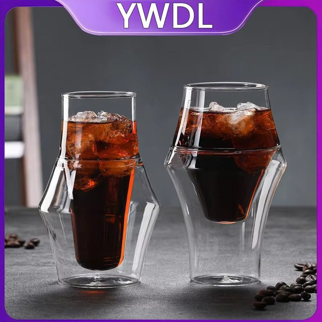 YWDL Doppelwandiger Glasbecher für Espresso, Kaffee und Heißgetränke, transparent, 120 ml / 250 ml / 335 ml - Bild 1