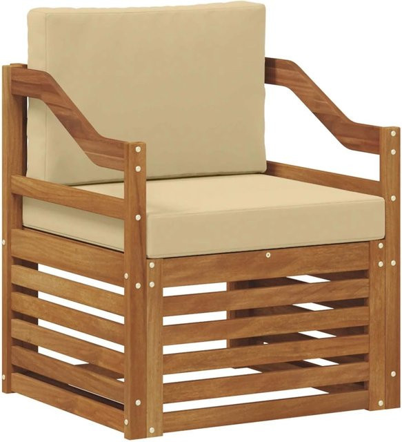 vidaXL Outdoor-Sofagarnitur aus Akazienholz mit Kissen in Natur-beige, B/T/H: 67 x 63 x 73 cm - Bild 1