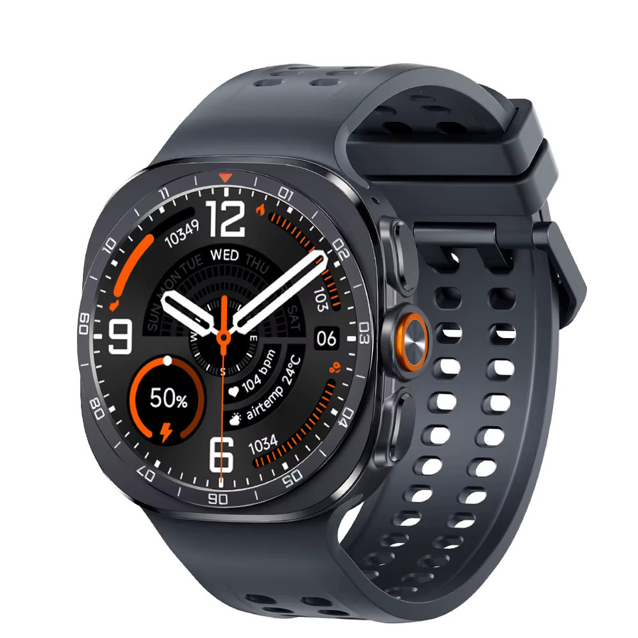 Yaocx Smartwatch Ultra 2 mit HD-Bildschirm, IP68 wasserdicht, hochpräzise Sensoren, runde Form in quadratischer Hülle, kompatibel mit Android & iOS, Schwarz oder Braun - Bild 1