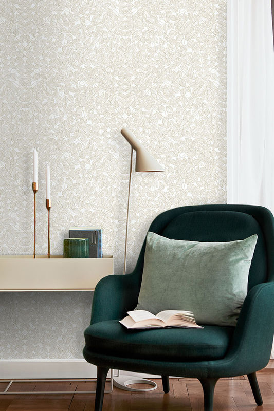 Borås Tapeter Wallpaper Romans 1767 Motiv Blatt in Beige aus Vlies - Bild 3