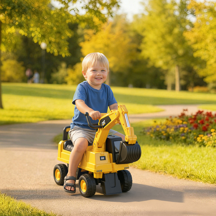 HOMCOM Sitzbagger Rutscherfahrzeug mit Schaufel und Hupe Gelb Schwarz - Bild 2