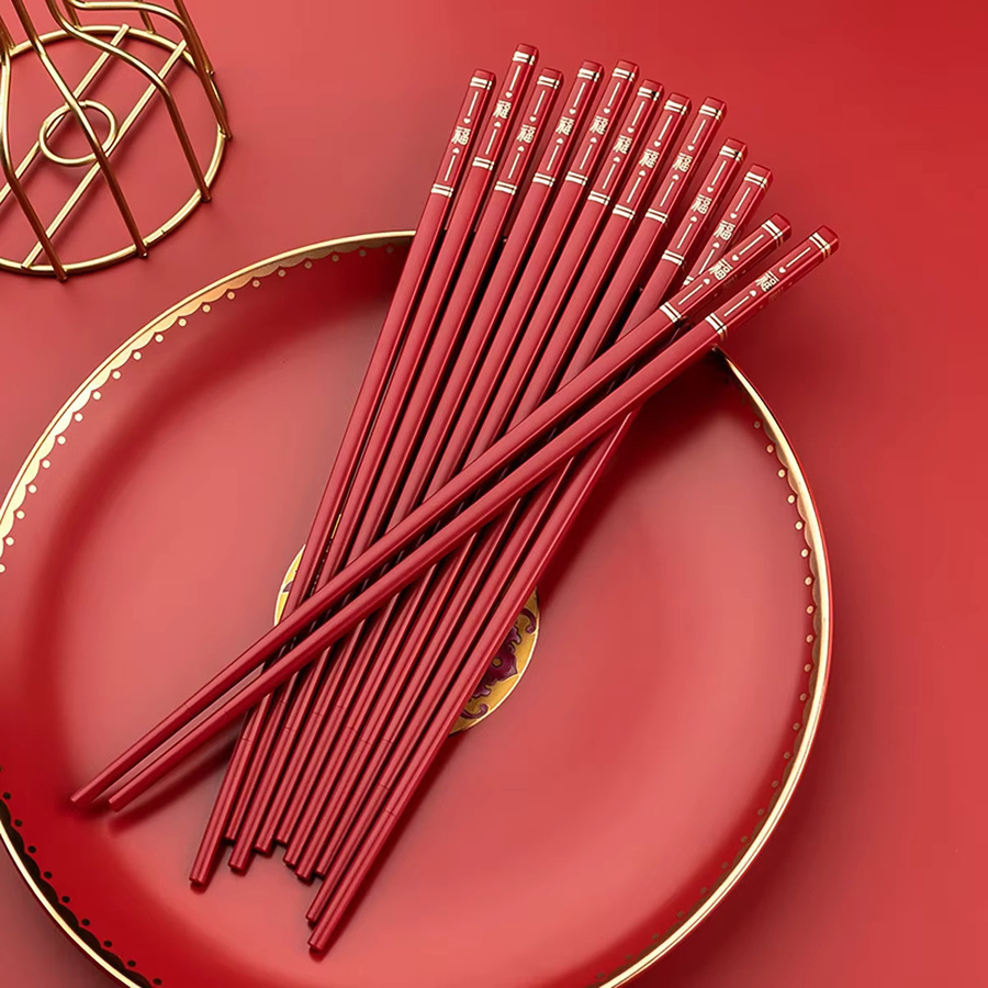 5 Paar rutschfeste Essstäbchen von AJOYOUS in Schwarz und Rot für Zuhause und Gastronomie - Bild 3