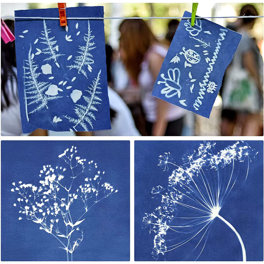 DIY Sonnen-Druck-Papier Set für Natur-Kunsthandwerk, Blau, A5 - Bild 5