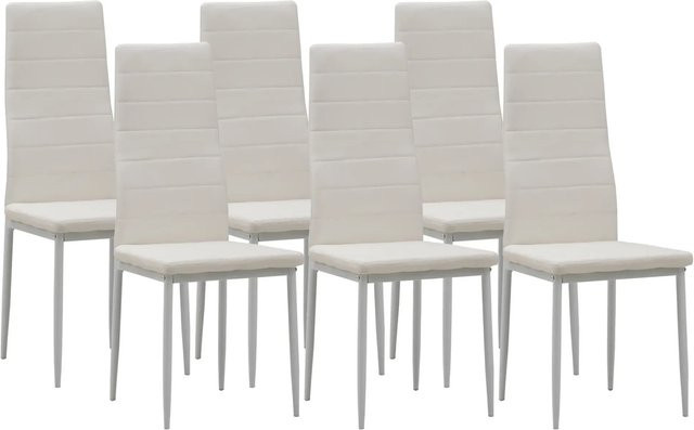 Albatros Esszimmerstühle MILANO 6er Set Weiss Polsterstühle mit Kunstleder-Bezug und Metall-Gestell - Bild 1