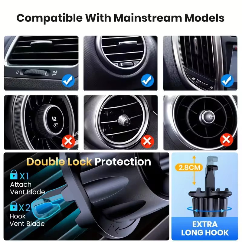 Lcars Auto-Handyhalter für die Lüftung in Silber zur Montage am Lüftungsschlitz ohne Sichtlinienblockierung für Smartphones - Bild 5