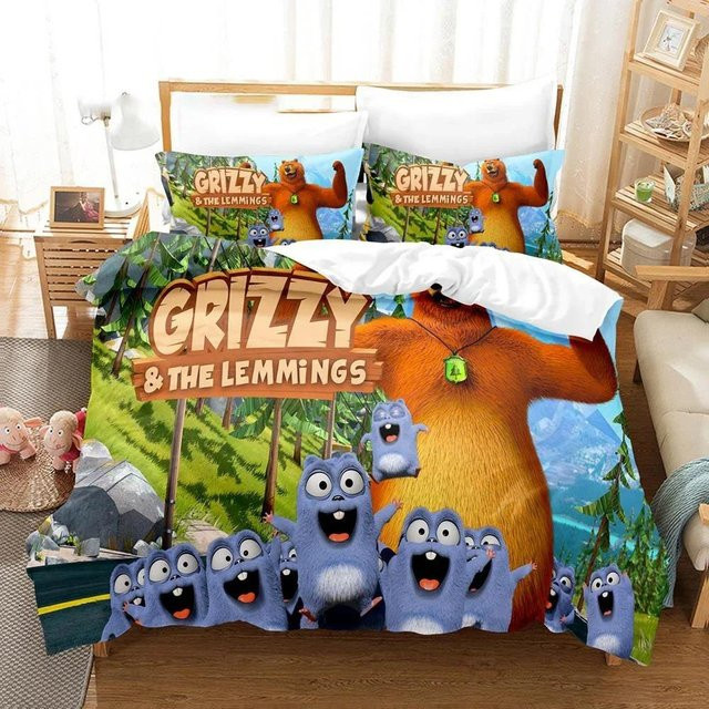 Grizzy und die Lemmings Bettwäsche-Set mit Bettbezug und Kissenbezug, Mehrfarbig, B/T/H: 200 x 200 x 200 cm - Bild 1
