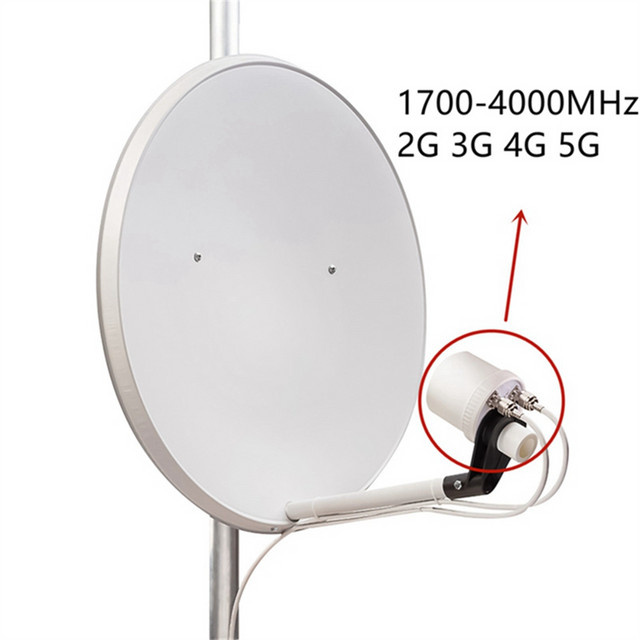 Mesh Dual Polarisation 5G Antenne Feed Horn 1700-4200 MHz WiFi 3G 4G 5G Parabolschale Reflektor 2x 32dBi in Weiß - Bild 1
